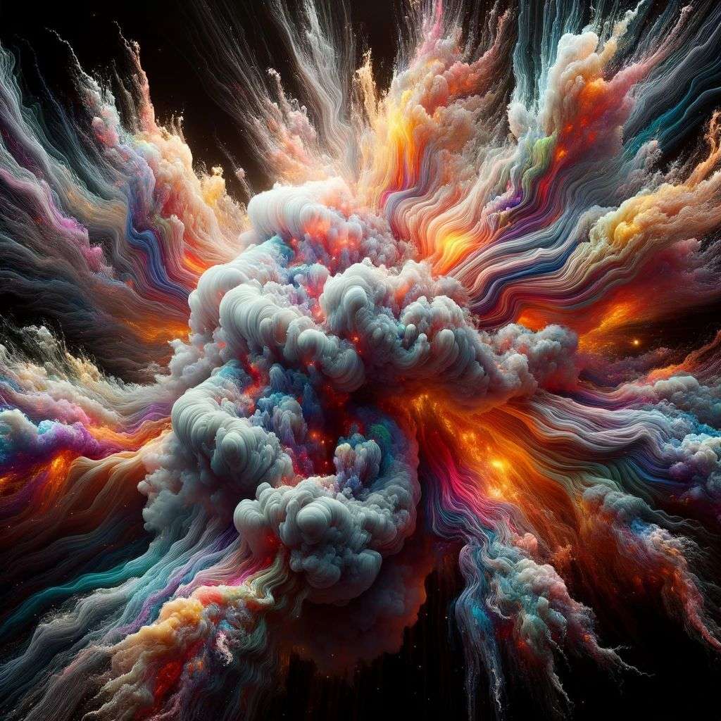 a representation of anxiety made of very detailed curling wispy glowing multicolored smoke, digital art, volumetric, 3D render, Octane render